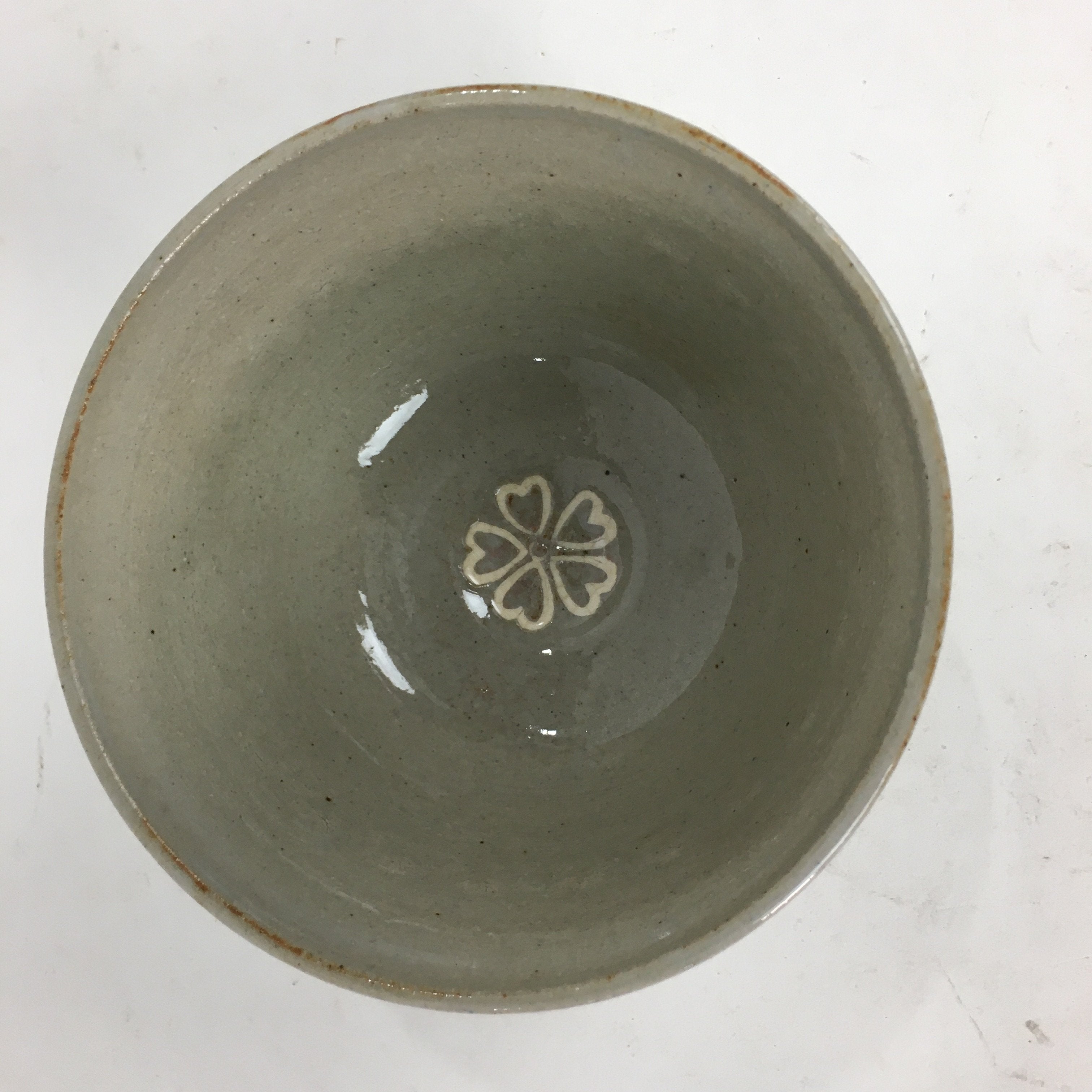 Japanese Ceramic Tea Bowl Vtg Ceremony Chawan Flower Pattern Pottery GTB740