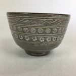 Japanese Ceramic Tea Bowl Vtg Ceremony Chawan Flower Pattern Pottery GTB762