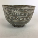 Japanese Ceramic Tea Bowl Vtg Ceremony Chawan Flower Pattern Pottery GTB762