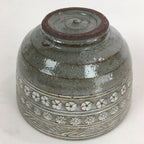 Japanese Ceramic Tea Bowl Vtg Ceremony Chawan Flower Pattern Pottery GTB762