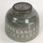 Japanese Ceramic Tea Bowl Vtg Ceremony Chawan Flower Pattern Pottery GTB762