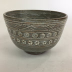 Japanese Ceramic Tea Bowl Vtg Ceremony Chawan Flower Pattern Pottery GTB762