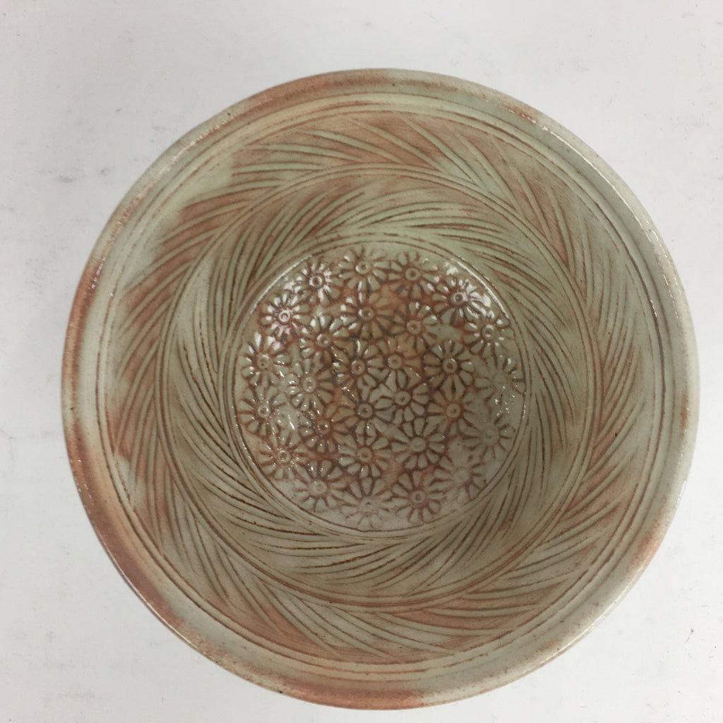 Japanese Ceramic Tea Bowl Vtg Ceremony Chawan Flower Pattern White Pink GTB763