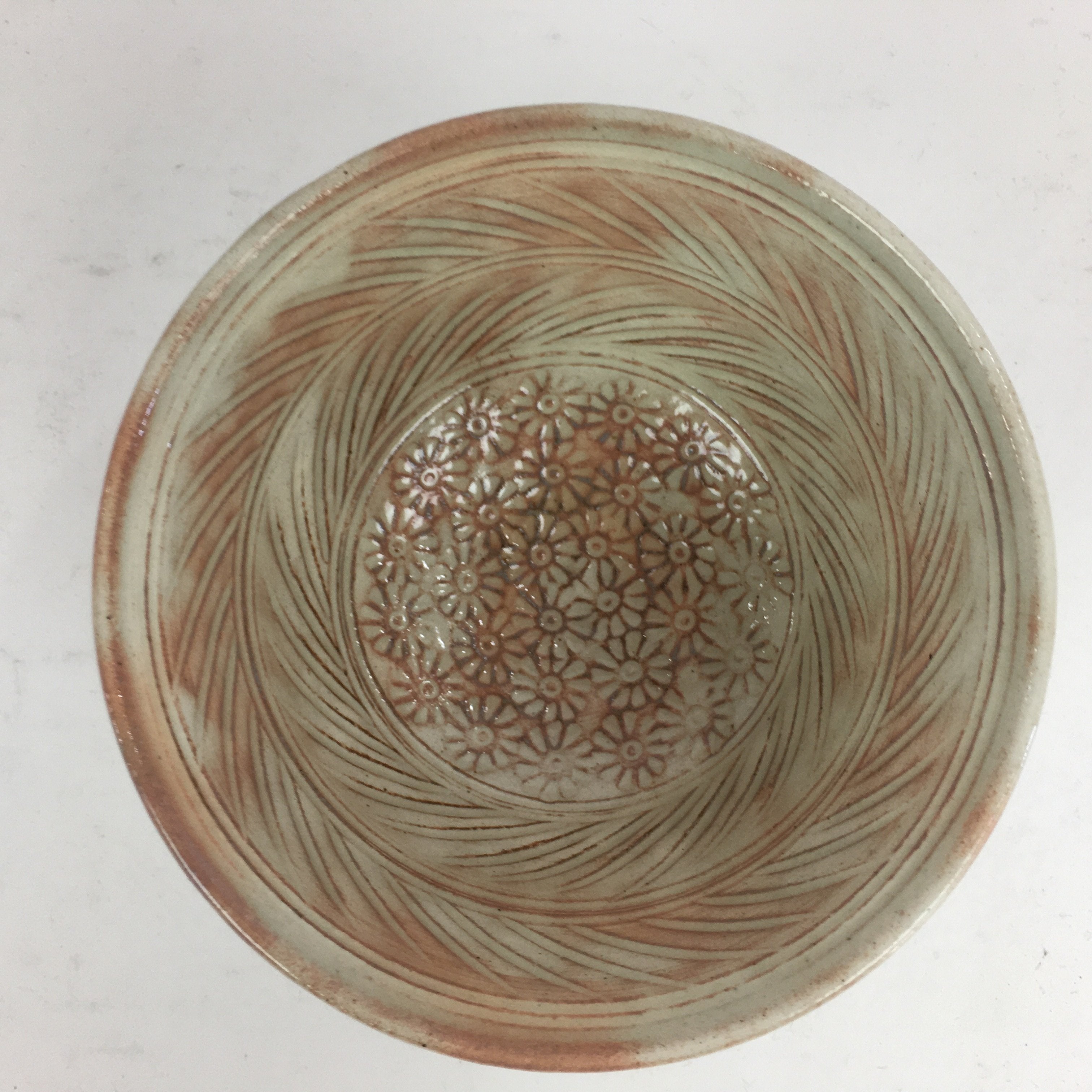 Japanese Ceramic Tea Bowl Vtg Ceremony Chawan Flower Pattern White Pink GTB763