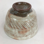 Japanese Ceramic Tea Bowl Vtg Ceremony Chawan Flower Pattern White Pink GTB763
