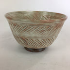 Japanese Ceramic Tea Bowl Vtg Ceremony Chawan Flower Pattern White Pink GTB763