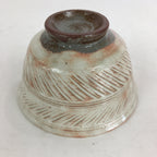 Japanese Ceramic Tea Bowl Vtg Ceremony Chawan Flower Pattern White Pink GTB764
