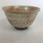 Japanese Ceramic Tea Bowl Vtg Ceremony Chawan Flower Pattern White Pink GTB764