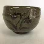 Japanese Ceramic Tea Bowl Vtg Ceremony Chawan Gray Flower Design GTB768