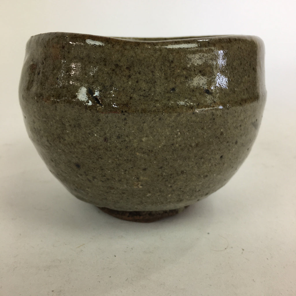Japanese Ceramic Tea Bowl Vtg Ceremony Chawan Gray Flower Design GTB768