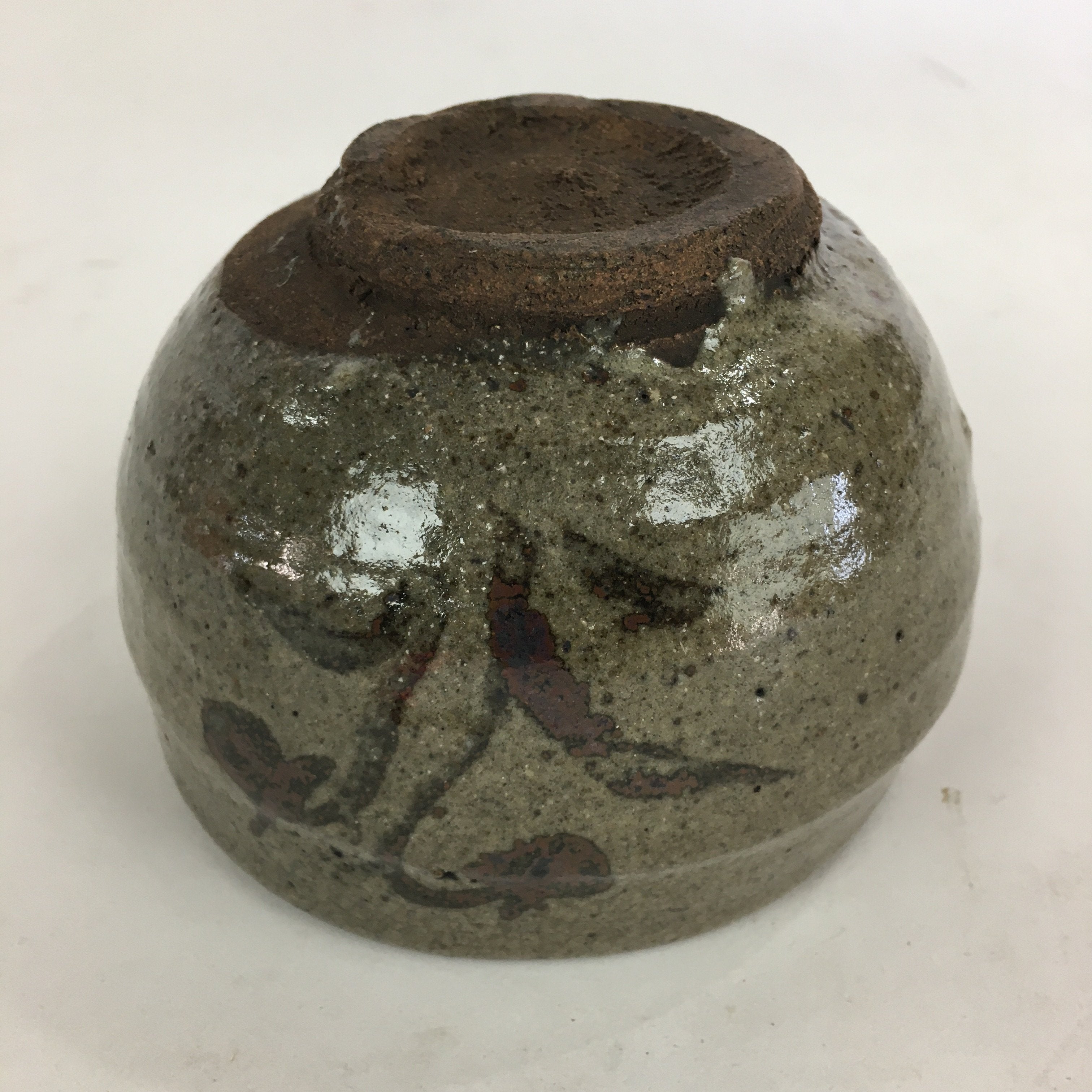 Japanese Ceramic Tea Bowl Vtg Ceremony Chawan Gray Flower Design GTB768