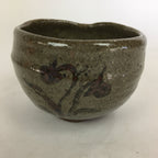 Japanese Ceramic Tea Bowl Vtg Ceremony Chawan Gray Flower Design GTB768