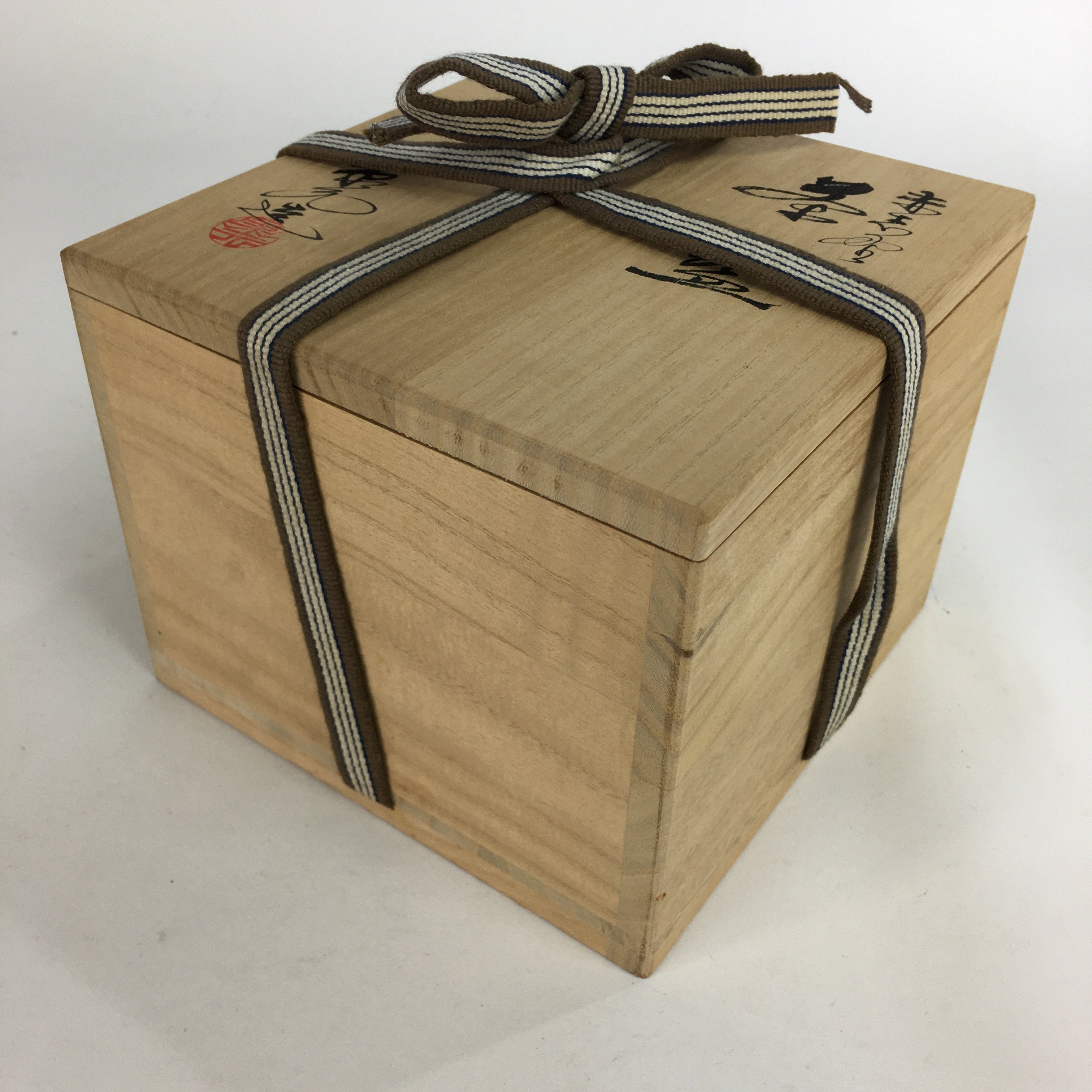 Japanese Ceramic Tea Bowl Wooden Box Kogen Kiln Aka-Shino Ware Chawan PX547