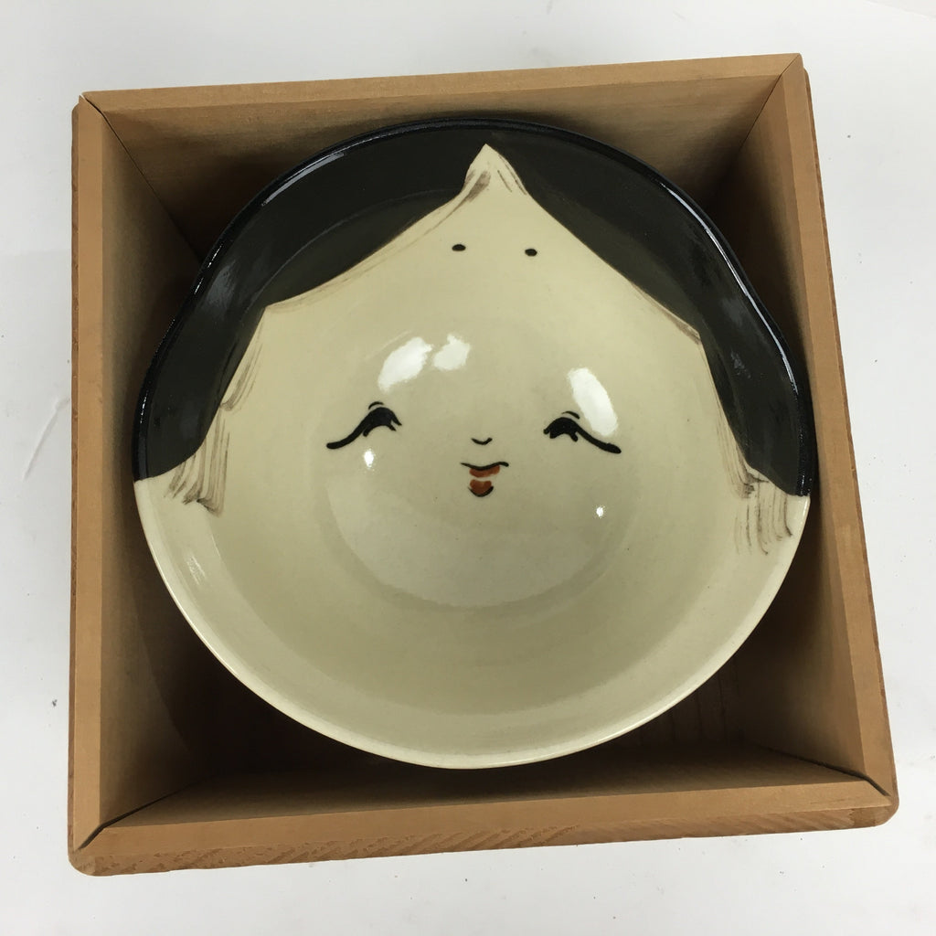 Japanese Ceramic Tea Bowl Wooden Box Kyo Ware Green Tea Bowl Otafuku Lady PX561