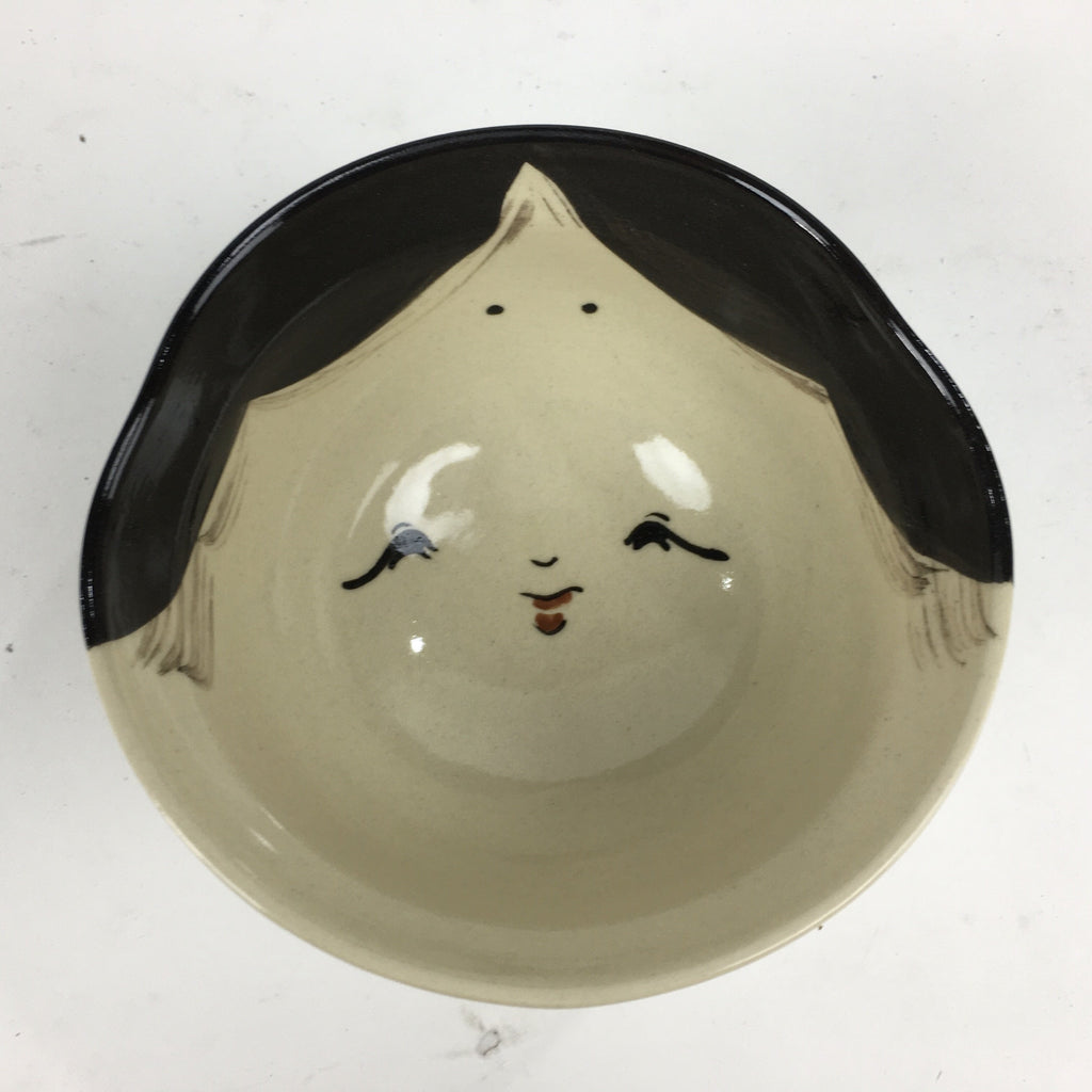 Japanese Ceramic Tea Bowl Wooden Box Kyo Ware Green Tea Bowl Otafuku Lady PX561