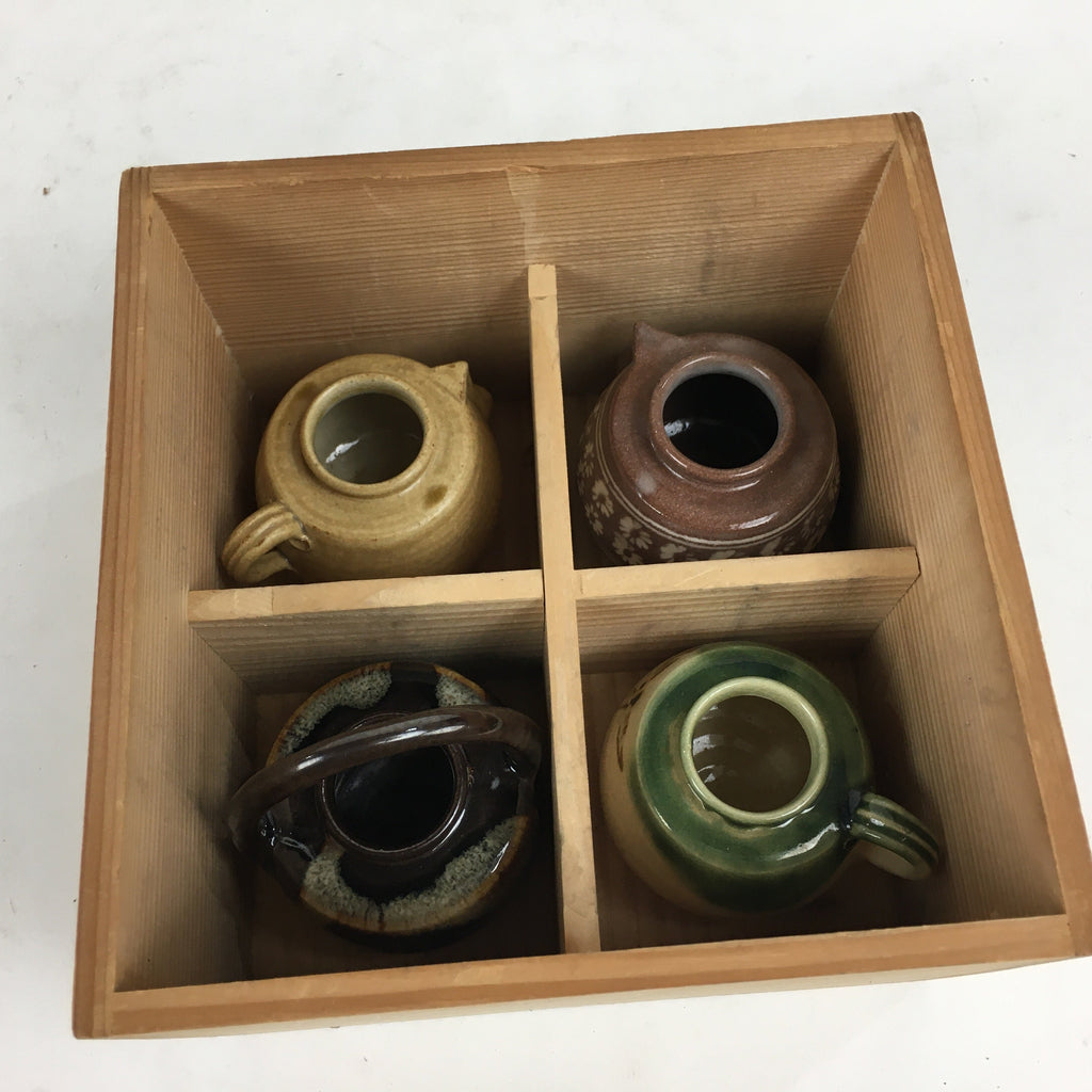Japanese Ceramic Tea Caddy 4pc Set Vtg Chaire Container Sado Ceremony PX583