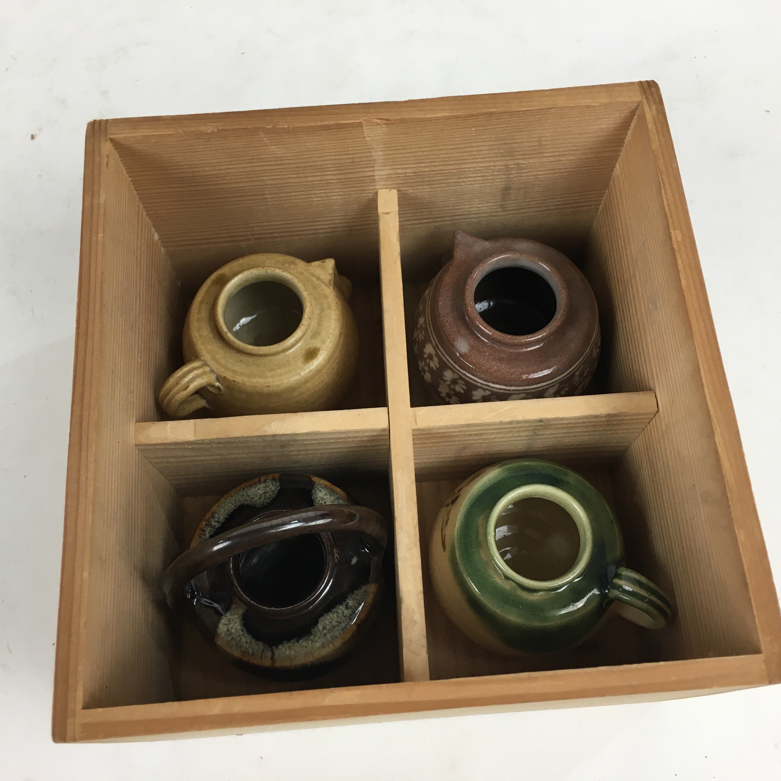 Japanese Ceramic Tea Caddy 4pc Set Vtg Chaire Container Sado Ceremony PX583