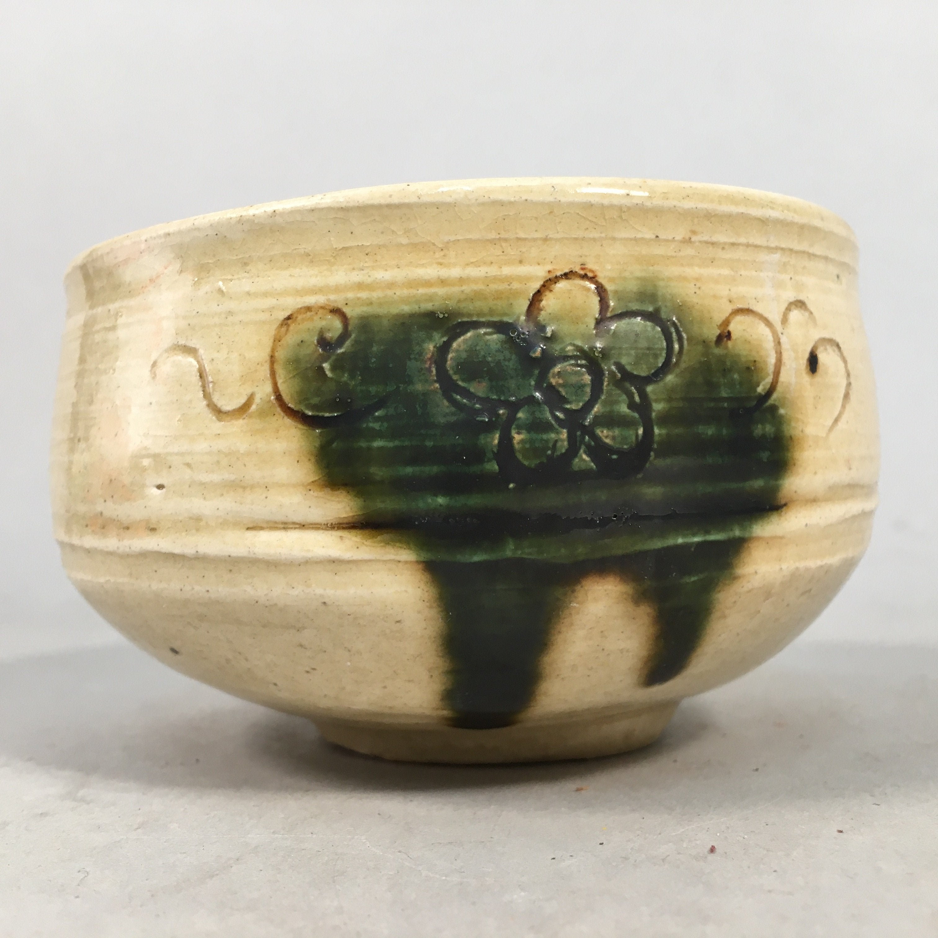 Japanese Ceramic Tea Ceremony Bowl Chawan Ki Seto Vtg Pottery GTB667