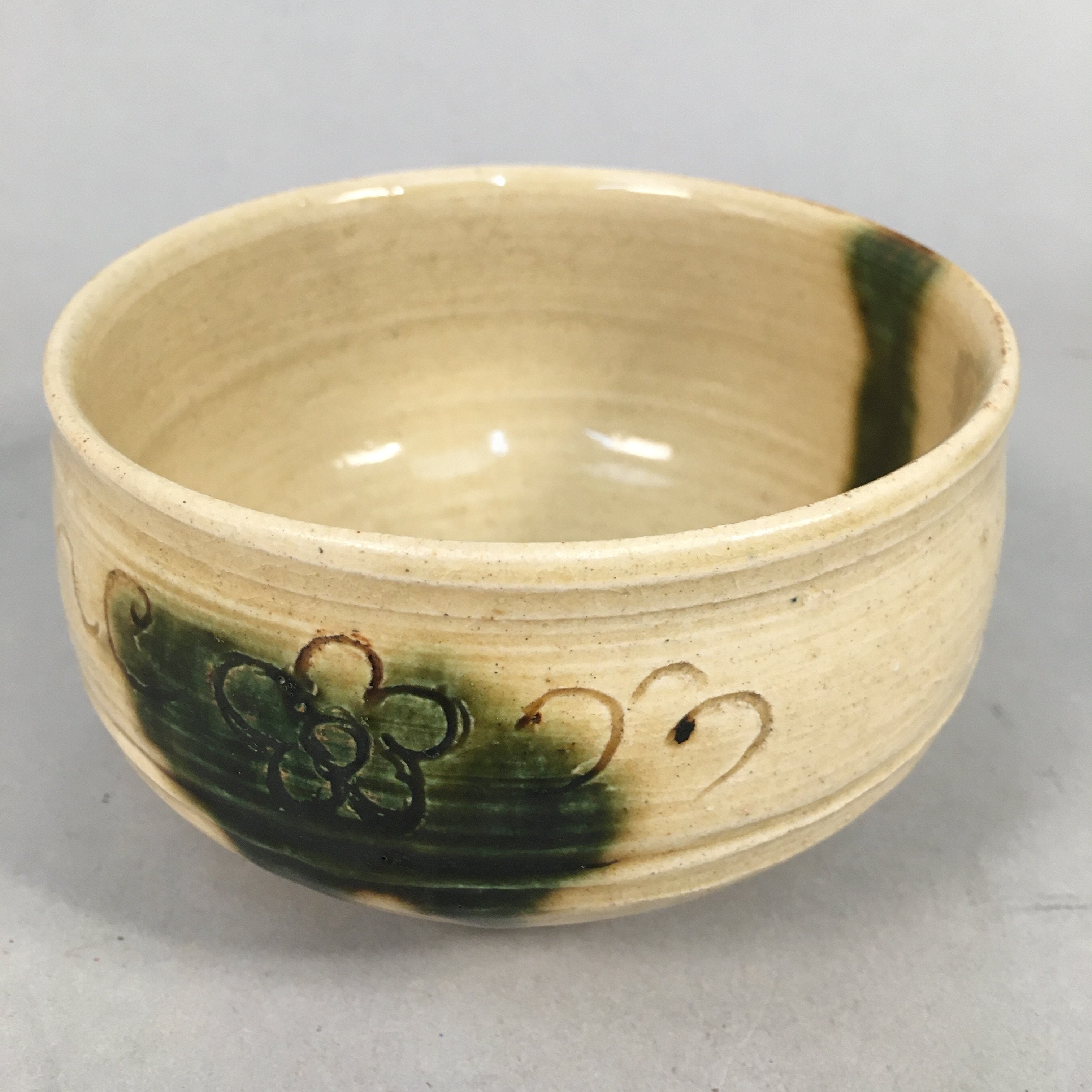 Japanese Ceramic Tea Ceremony Bowl Chawan Ki Seto Vtg Pottery GTB667