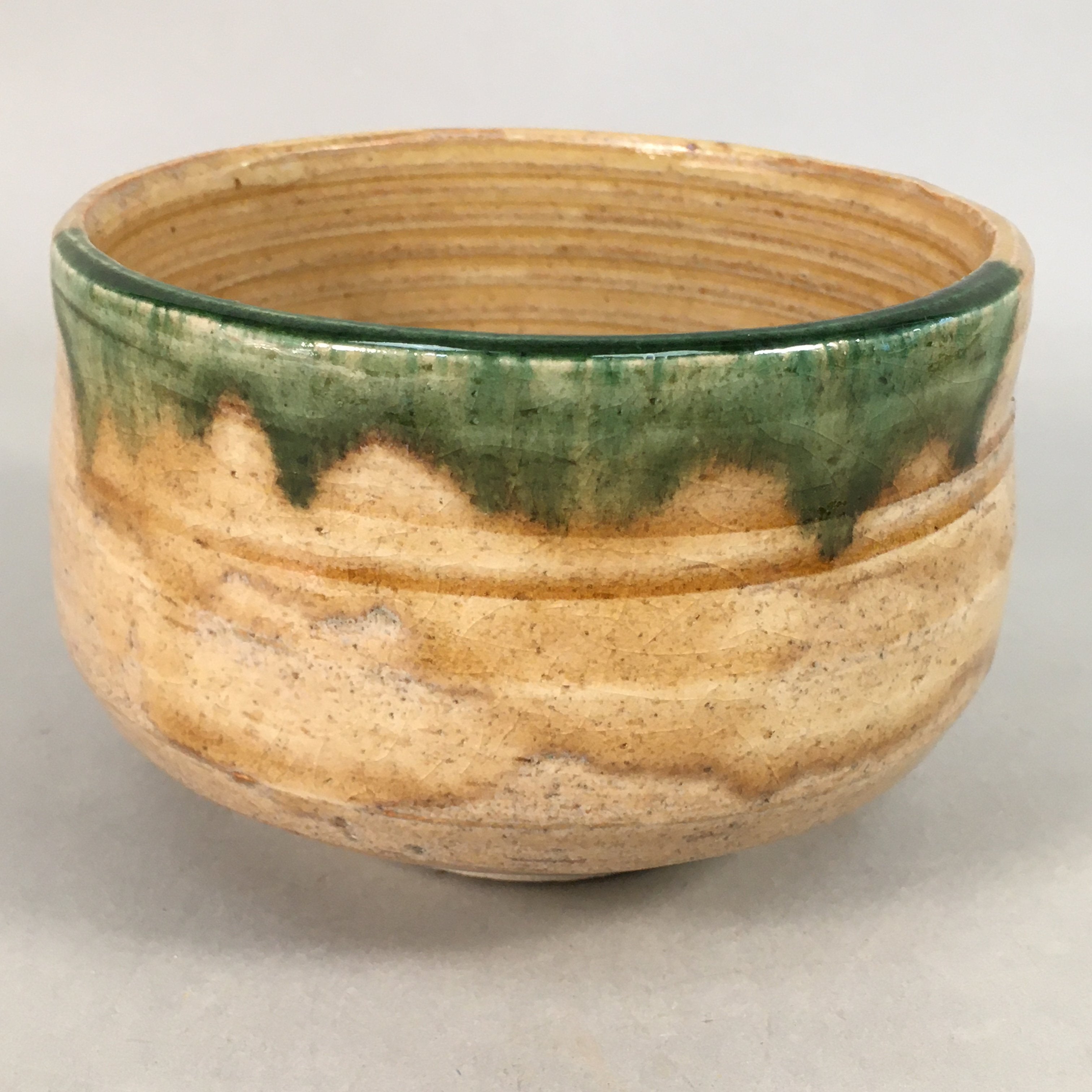 Japanese Ceramic Tea Ceremony Bowl Chawan Ki Seto Vtg Pottery GTB699