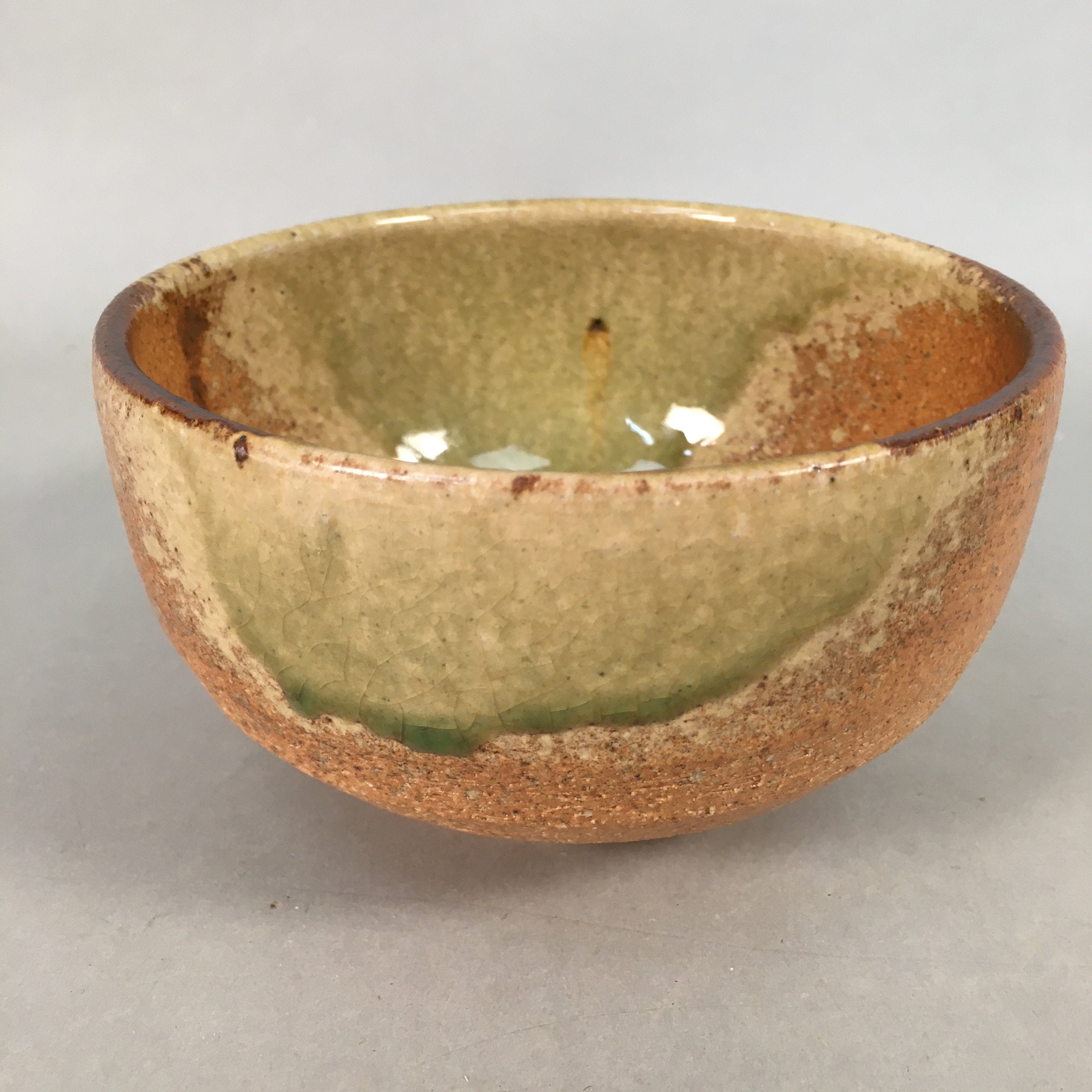 Japanese Ceramic Tea Ceremony Bowl Chawan Ki Seto Vtg Pottery GTB701