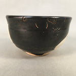 Japanese Ceramic Tea Ceremony Bowl Chawan Seto ware Vtg Black Pottery GTB695