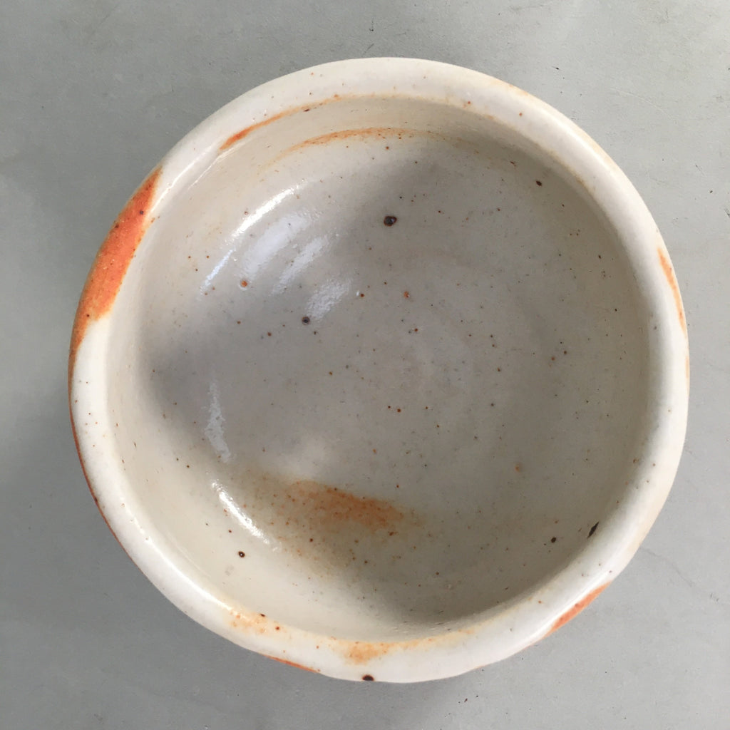 Japanese Ceramic Tea Ceremony Bowl Chawan Shino ware Vtg Pottery GTB679