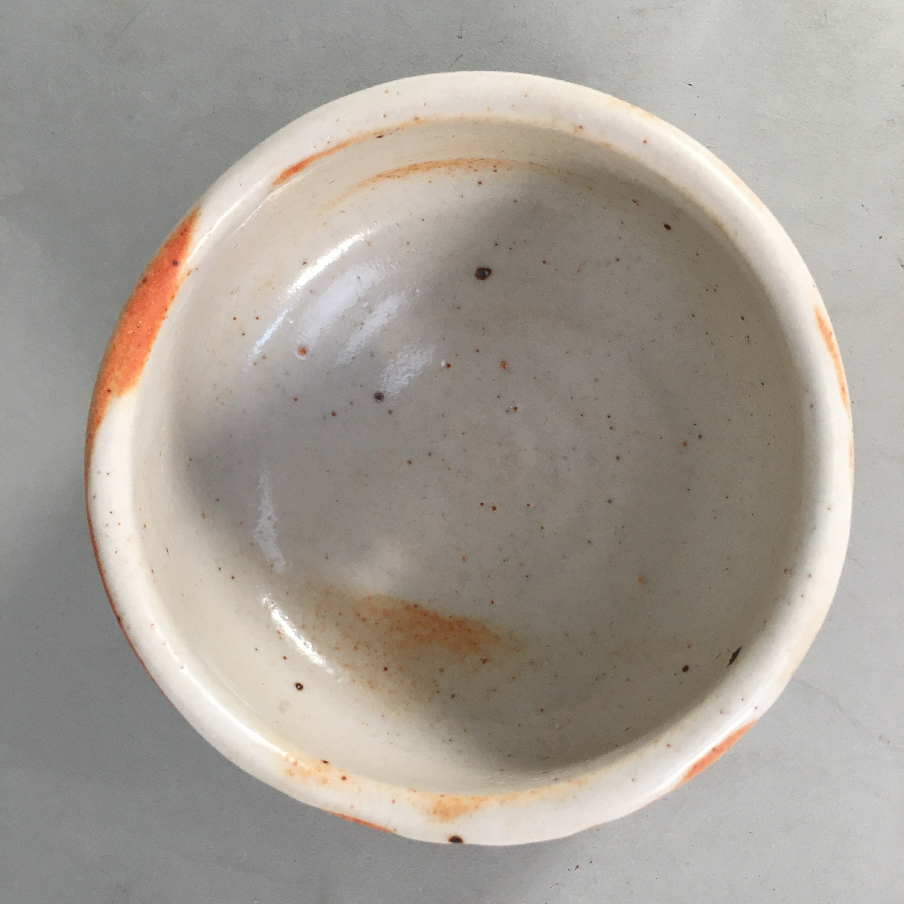 Japanese Ceramic Tea Ceremony Bowl Chawan Shino ware Vtg Pottery GTB679