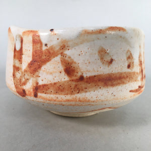 Japanese Ceramic Tea Ceremony Bowl Chawan Shino ware Vtg Pottery GTB679