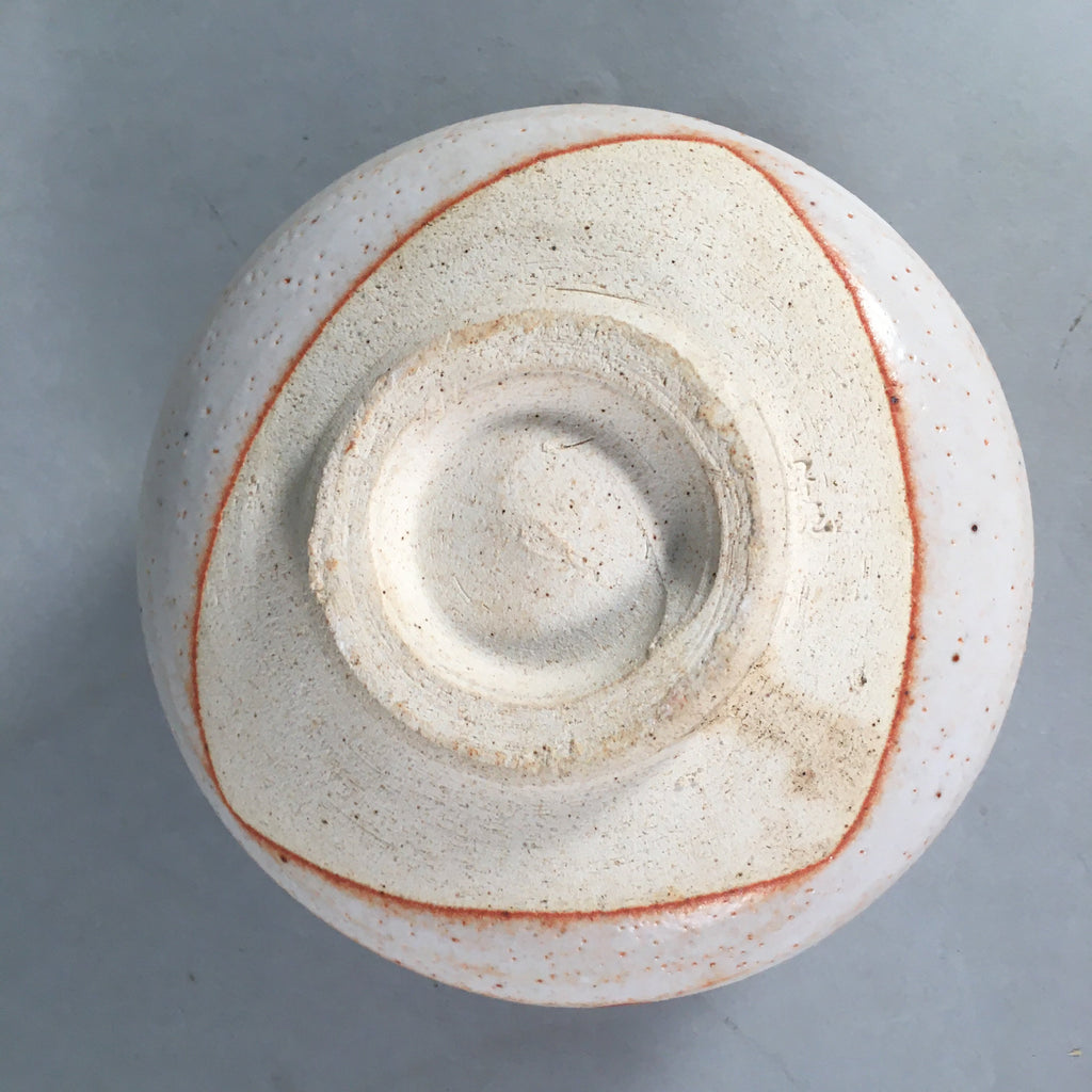 Japanese Ceramic Tea Ceremony Bowl Chawan Shino ware Vtg Pottery GTB679