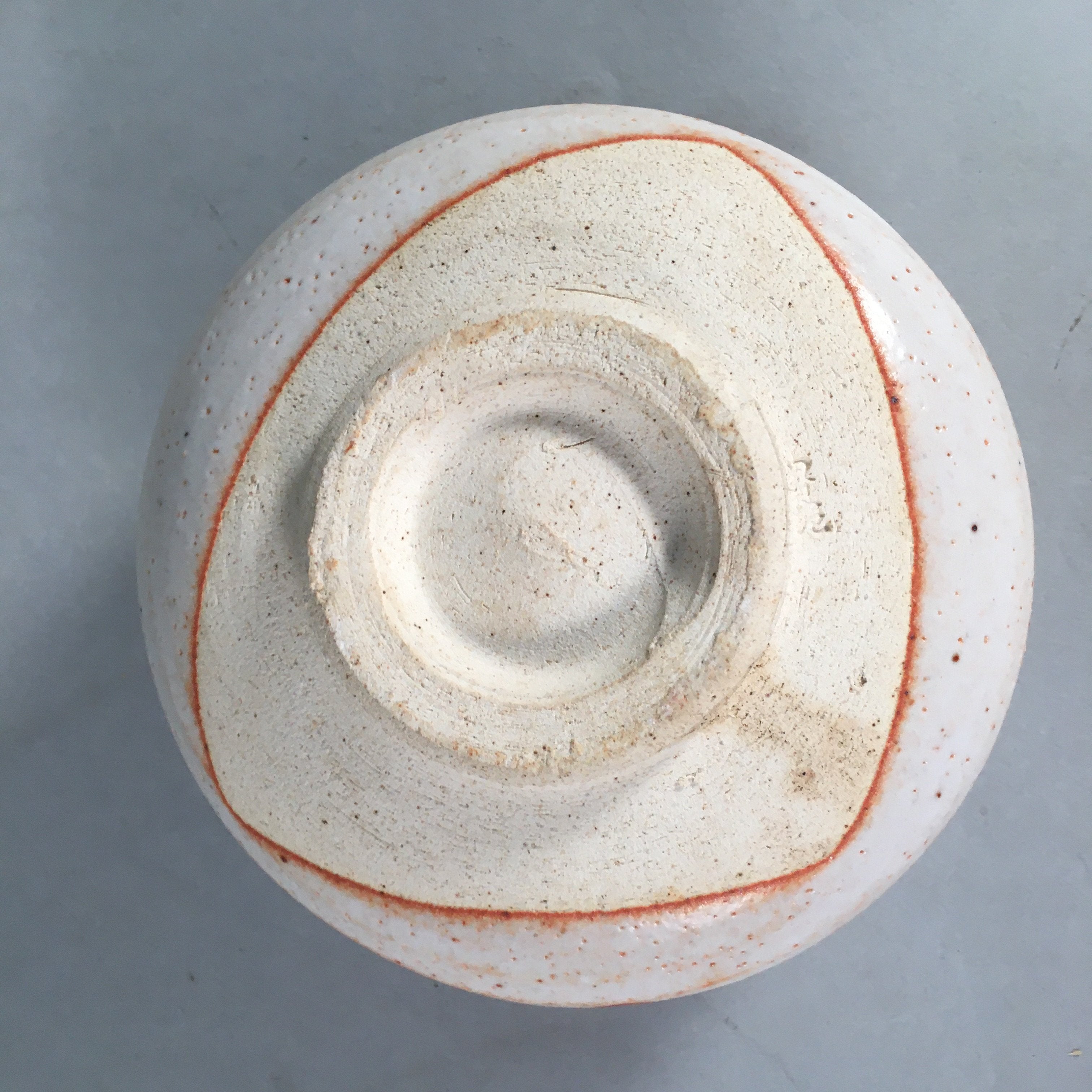 Japanese Ceramic Tea Ceremony Bowl Chawan Shino ware Vtg Pottery GTB679