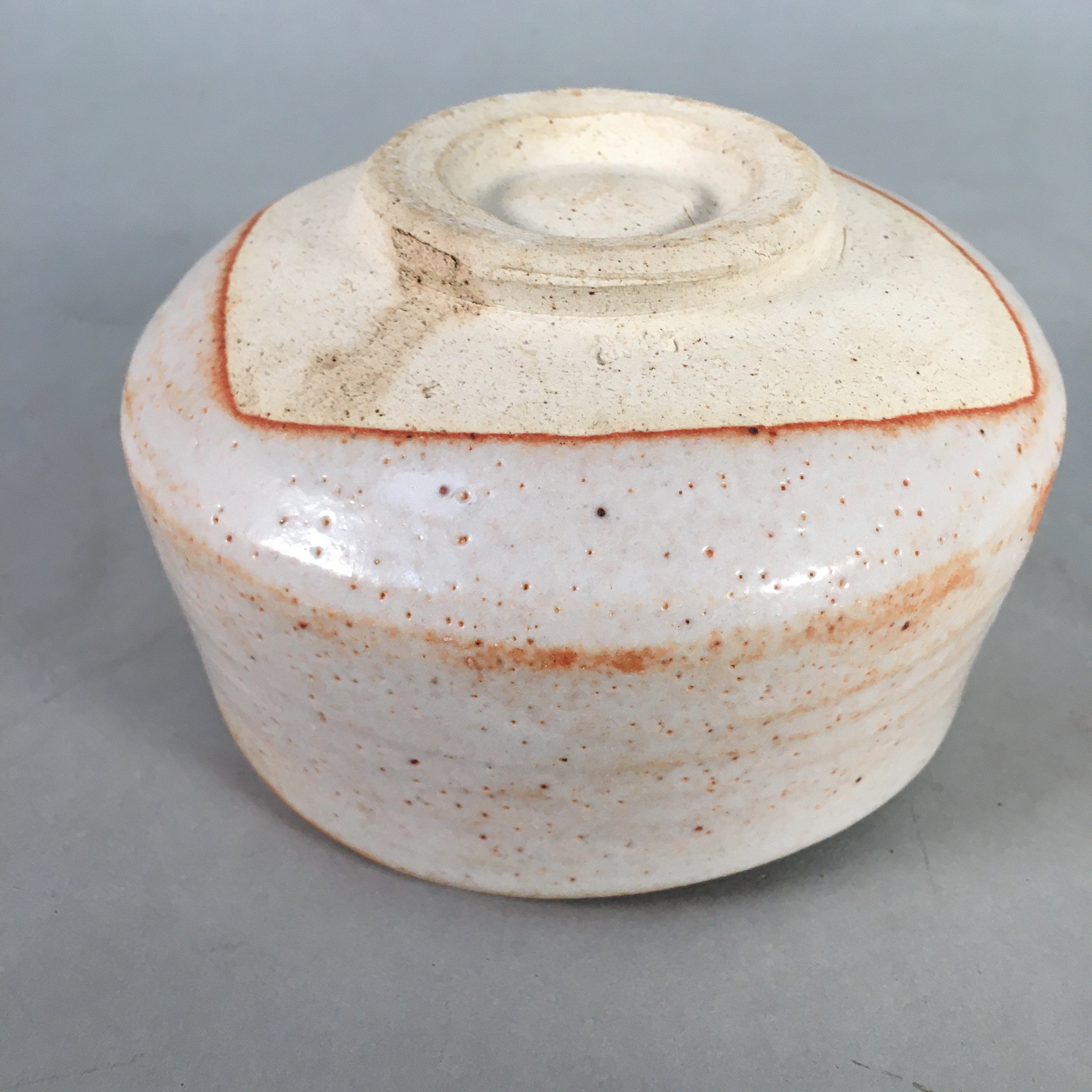 Japanese Ceramic Tea Ceremony Bowl Chawan Shino ware Vtg Pottery GTB679