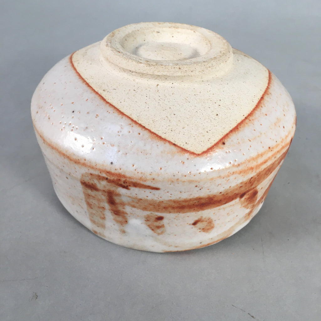 Japanese Ceramic Tea Ceremony Bowl Chawan Shino ware Vtg Pottery GTB679