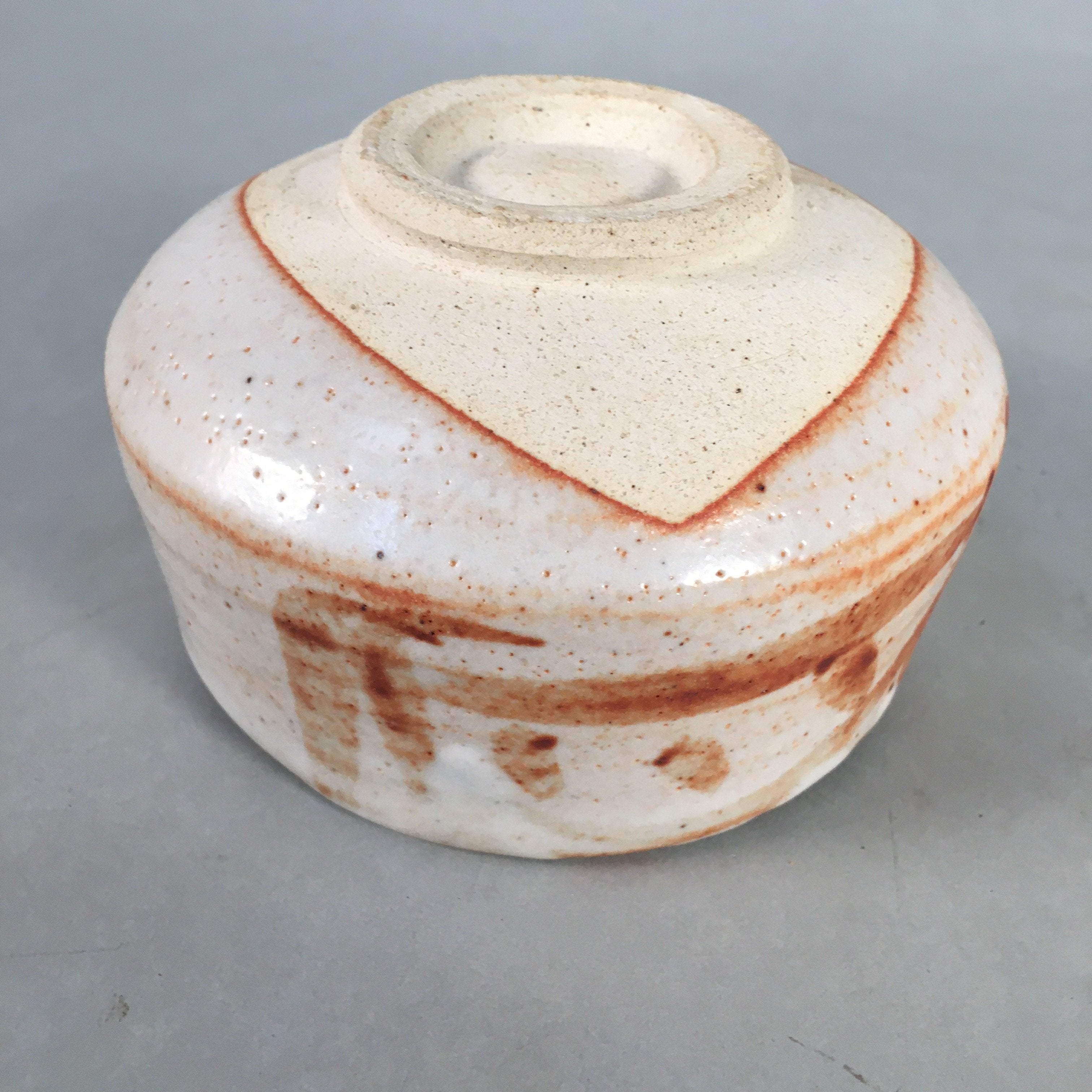 Japanese Ceramic Tea Ceremony Bowl Chawan Shino ware Vtg Pottery GTB679
