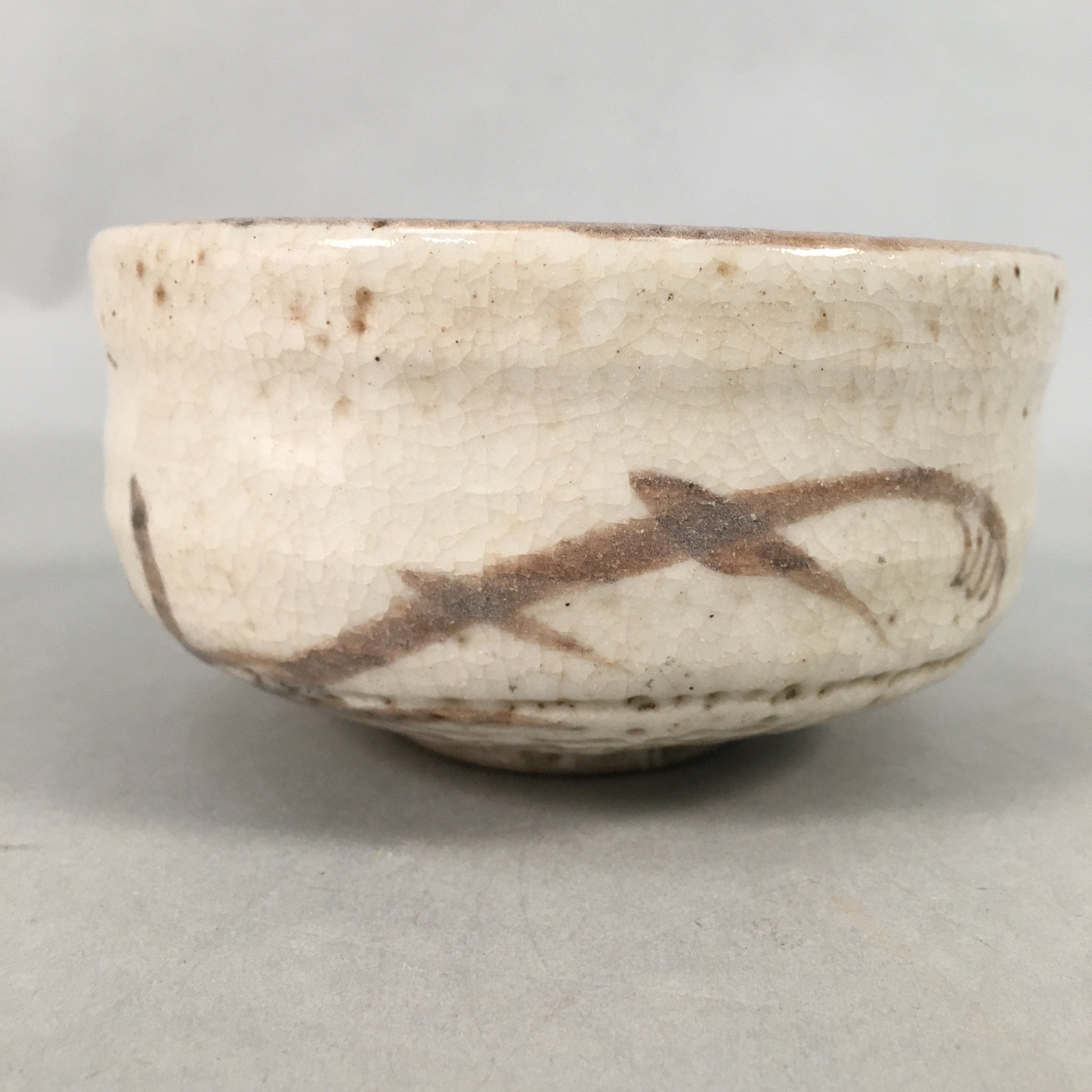 Japanese Ceramic Tea Ceremony Bowl Chawan Shino ware Vtg Pottery GTB692