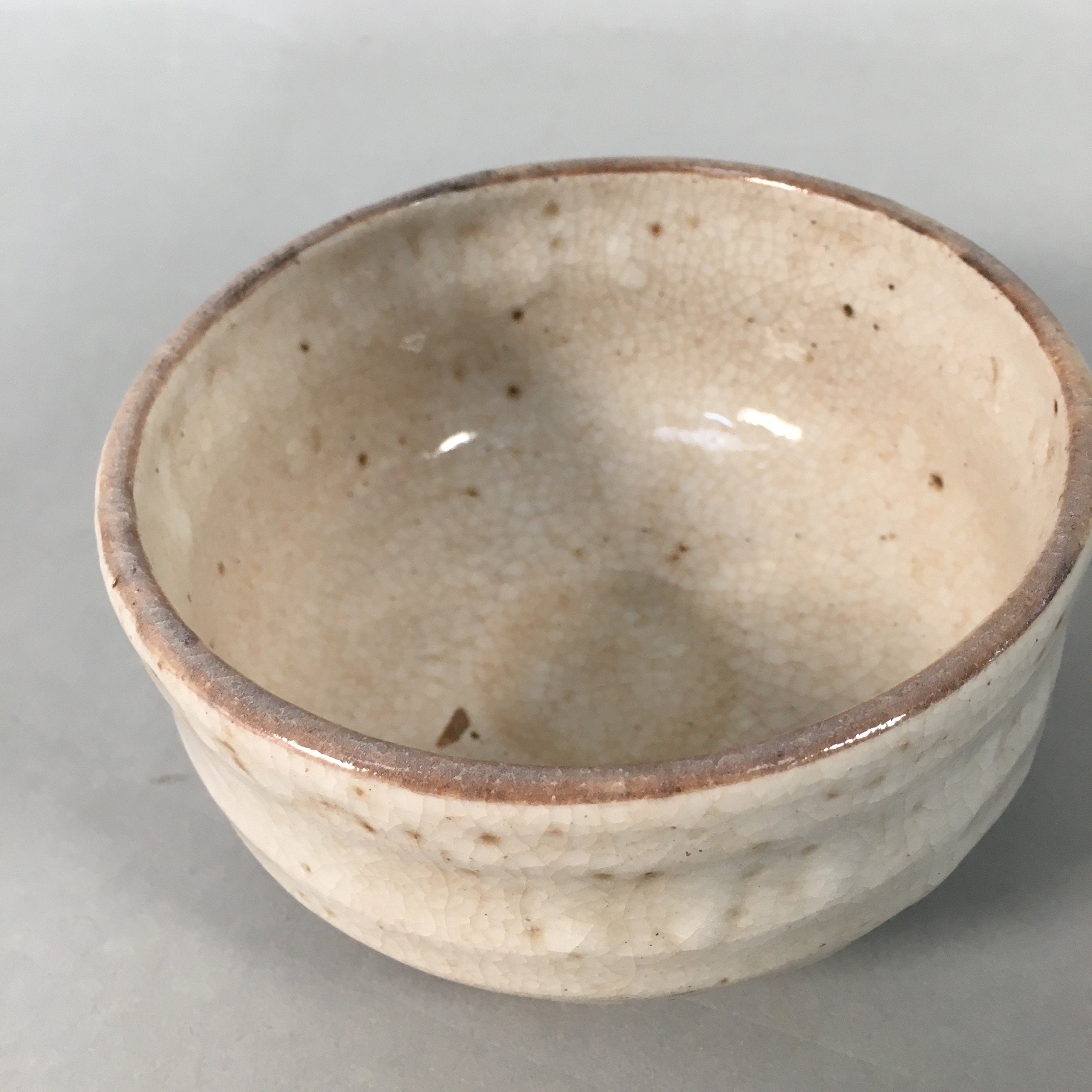 Japanese Ceramic Tea Ceremony Bowl Chawan Shino ware Vtg Pottery GTB692