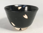 Japanese Ceramic Tea Ceremony Bowl Chawan Vtg Black Petal Pottery GTB680