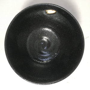 Japanese Ceramic Tea Ceremony Bowl Chawan Vtg Black Petal Pottery GTB680