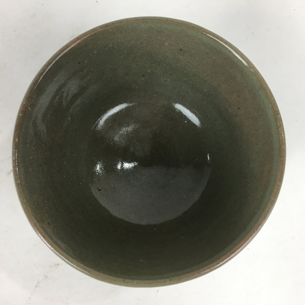 Japanese Ceramic Tea Ceremony Bowl Chawan Vtg Brown Pottery Crane GTB749