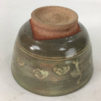 Japanese Ceramic Tea Ceremony Bowl Chawan Vtg Brown Pottery Crane GTB749