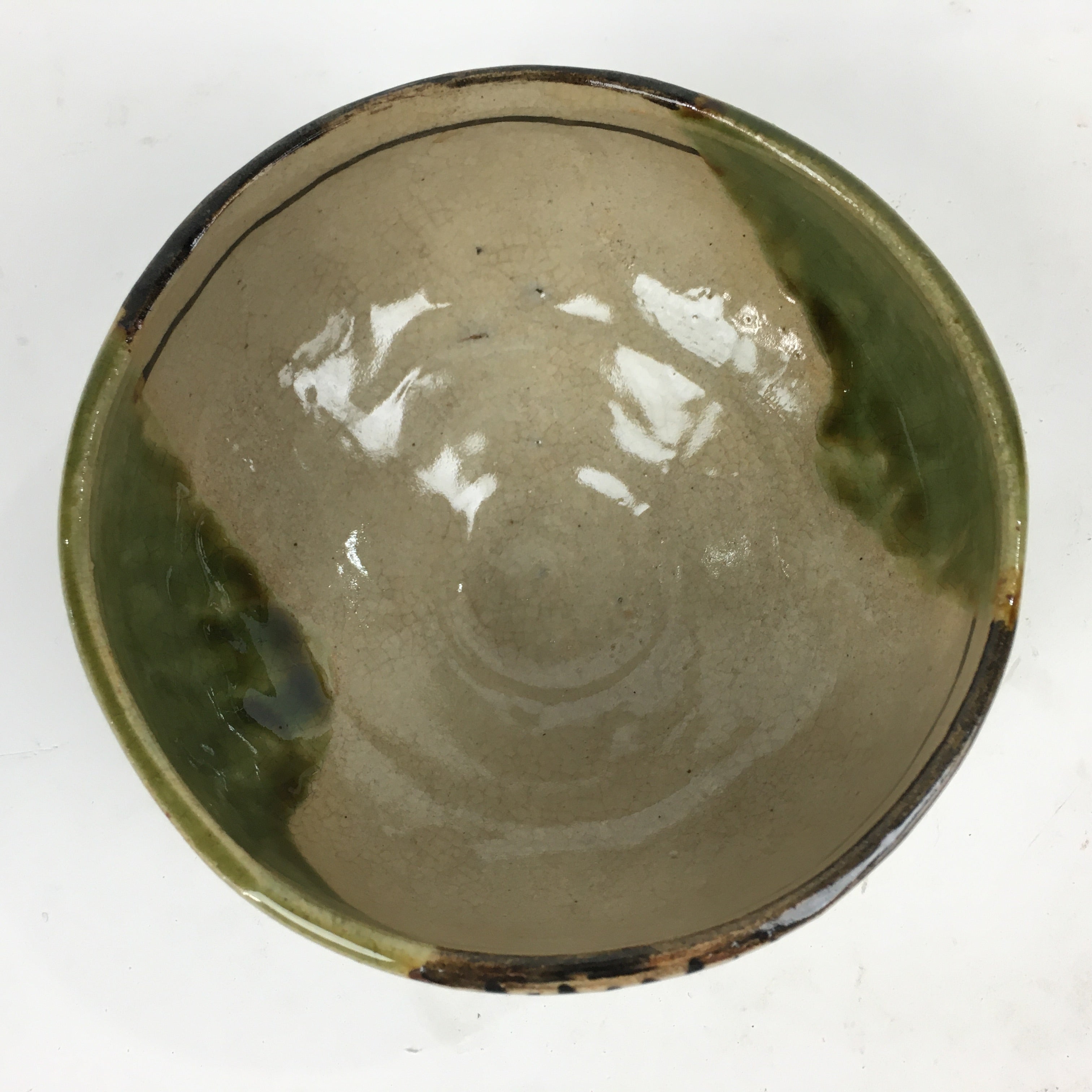 Japanese Ceramic Tea Ceremony Bowl Chawan Vtg Matcha Oribe Ware GTB829