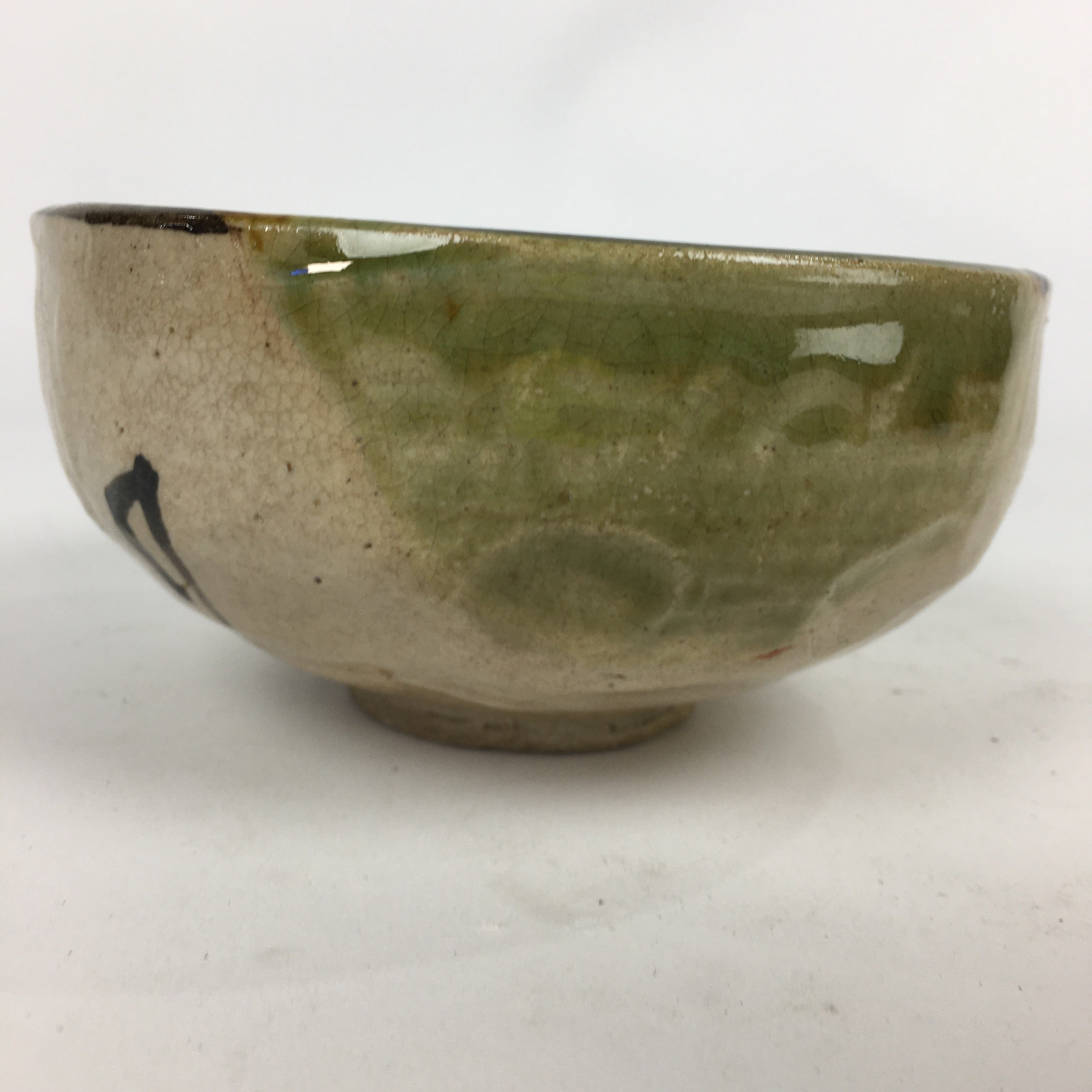 Japanese Ceramic Tea Ceremony Bowl Chawan Vtg Matcha Oribe Ware GTB829