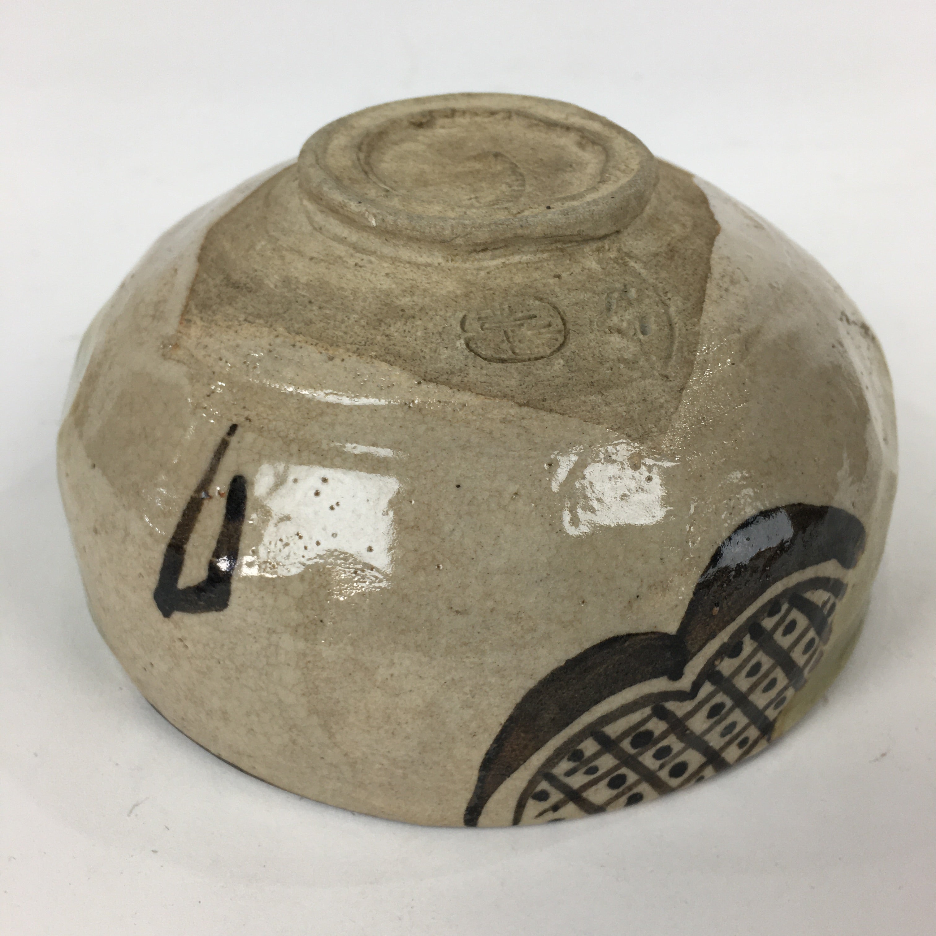Japanese Ceramic Tea Ceremony Bowl Chawan Vtg Matcha Oribe Ware GTB829