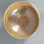Japanese Ceramic Tea Ceremony Bowl Chawan Vtg Pottery Beige Gold GTB684