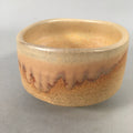 Japanese Ceramic Tea Ceremony Bowl Chawan Vtg Pottery Beige Gold GTB684