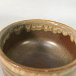 Japanese Ceramic Tea Ceremony Bowl Chawan Vtg Pottery Brown Flowing GTB689