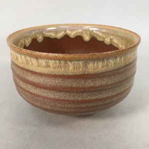 Japanese Ceramic Tea Ceremony Bowl Chawan Vtg Pottery Brown Flowing GTB689