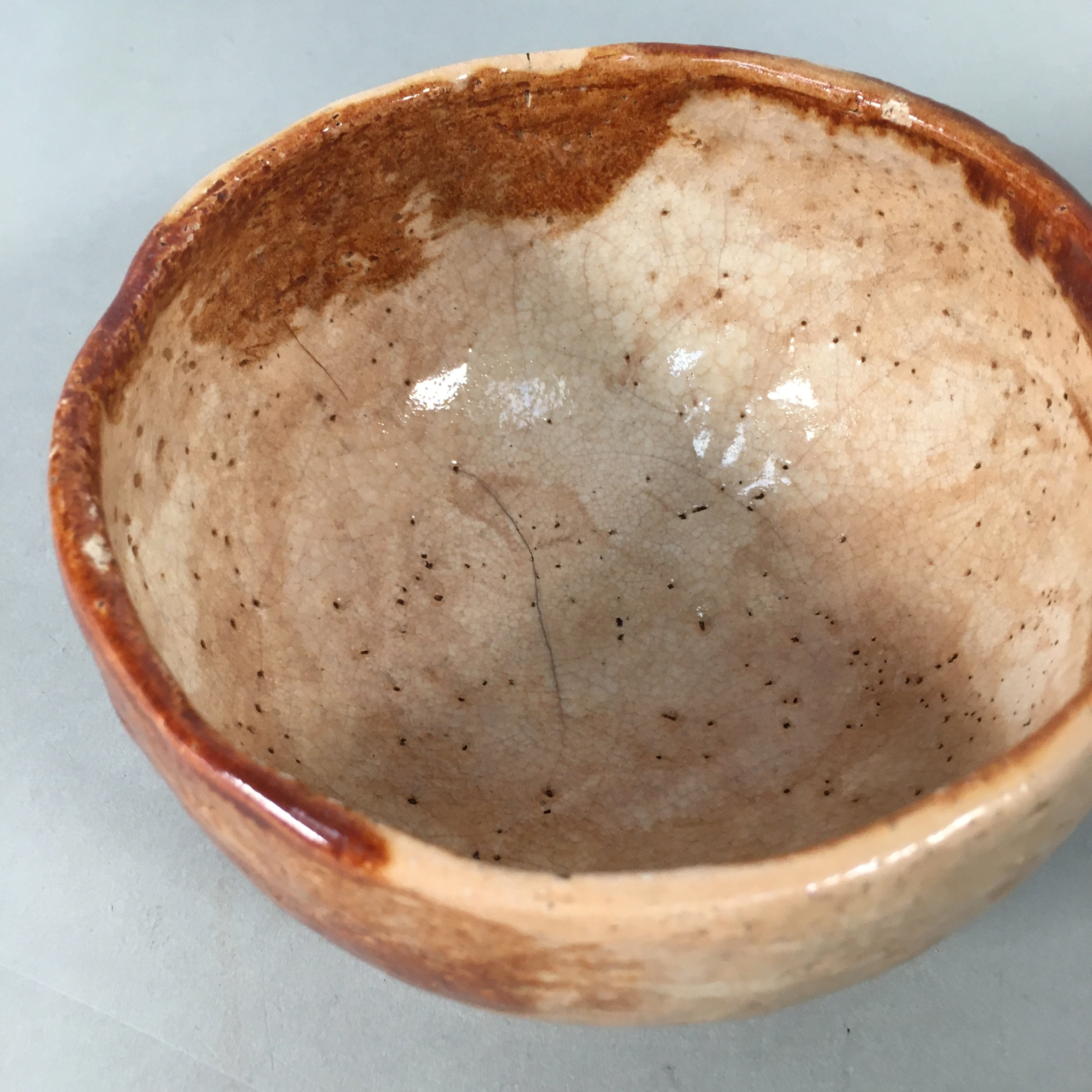 Japanese Ceramic Tea Ceremony Bowl Chawan Vtg Pottery Brown GTB693
