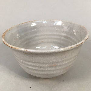 Japanese Ceramic Tea Ceremony Bowl Chawan Vtg Pottery Gray Crackle Glaze GTB659