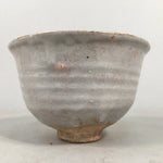 Japanese Ceramic Tea Ceremony Bowl Chawan Vtg Pottery Gray Crackle Glaze GTB659